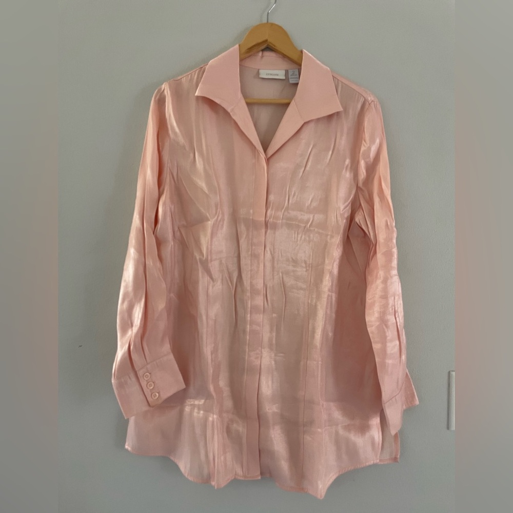 Chico's Light Pink Shimmer Button Down Blouse - image 1